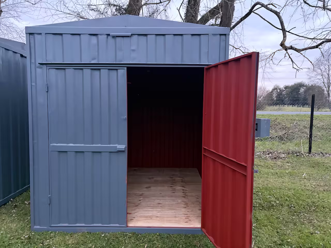 Bodega modular gris perfil frente
